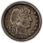 1899 25c Silver Barber Quarter - AU - SKU-Y6664