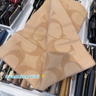 NWT Coach Signature Oversized Scarf Muffler CU807 Camel | eBay