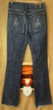 7 for all mankind ‘A’ pocket women’s blue denim jeans USA made 28W slim flare