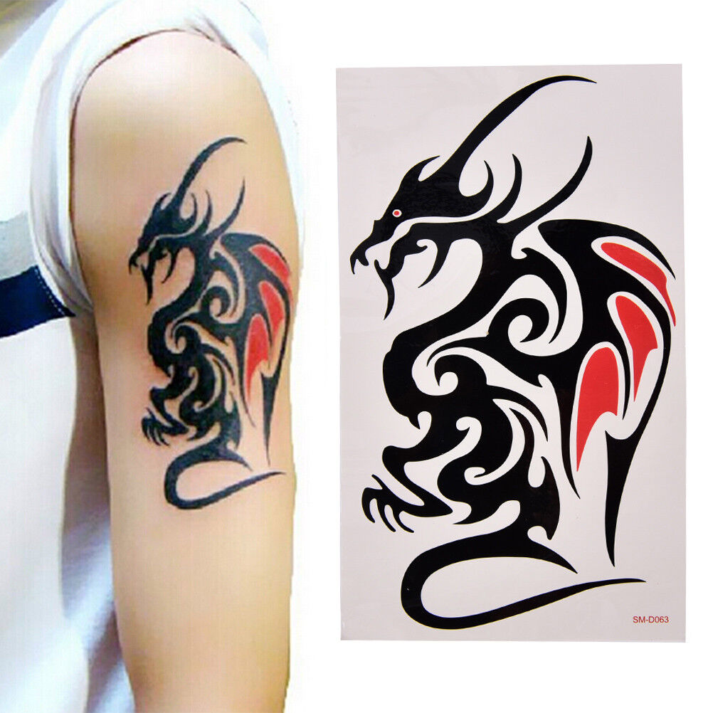 Waterproof Temporary Tattoo Sticker Body Art 10.5*6cm Dragon Tattoo Totem  Y-$b