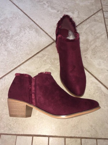 Nueva marca Brinley Co. al tobillo Botines para mujer flecos de ante de  imitación vino Talla 10 M | eBay
