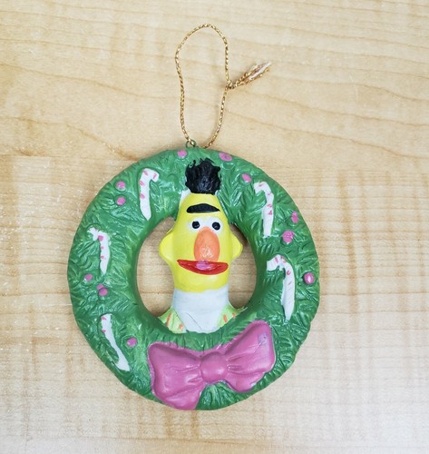 Vintage 1988 Muppets Sesame Street Bert Christmas Ornament Wreath