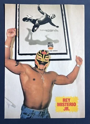 Rey Mysterio Jr Ken Shamrock vs Rocky Maivia double-sided Magazine page Pinup - Image 1 of 2