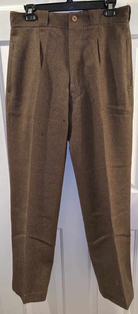 VINTAGE 1948 Men's Heavy Wool Military Field Trousers (O.M