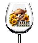 12x Watercolor Baby Sunflower Highland Cow Vinyl Sticker Decal Wine Glass Bottle