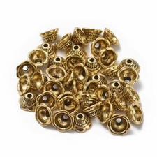 100x Antique Golden Nickel Free Tibetan Flower Caps Finding Jewelry Making 8x5mm