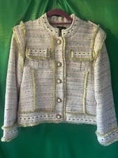Sister Jane Jacket With Fringe, Stud & Pearl Button Details - Size L