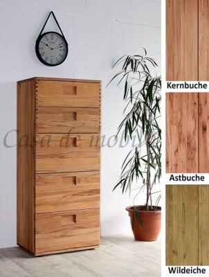 Schubladenkommode CASA MIO 60x141x40cm Massivholz natur geölt Wäschekommode