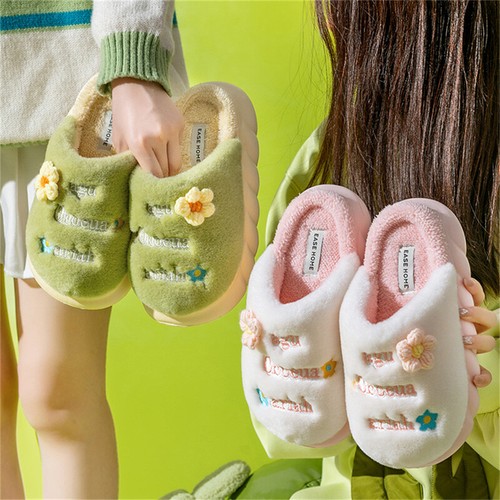 Women's Plush Memory Foam Slippers Comfort Fleece Lined Flat Home Slippers Warm