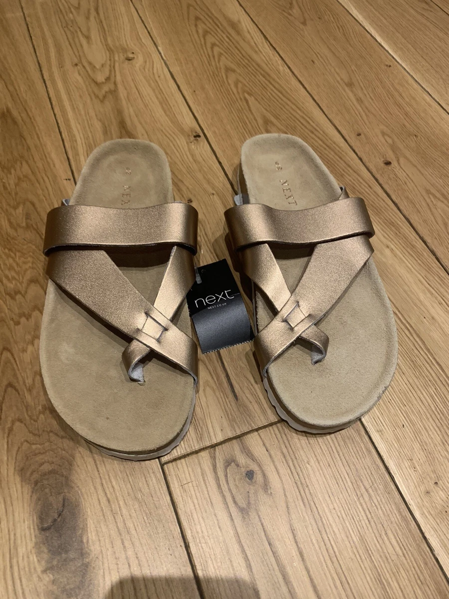 Ladies Next Leather Rose Gold Mules Size UK 6 Eur 39 Standard Fit