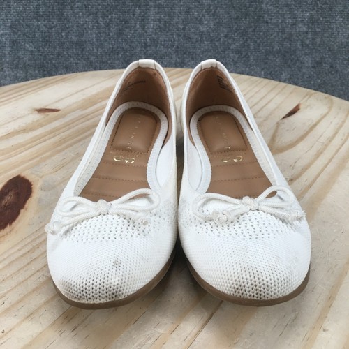 Kelly & Katie Shoes Womens 6M Bailey Slip On Ballet Flats White Mesh Comfort Bow - Picture 3 of 17