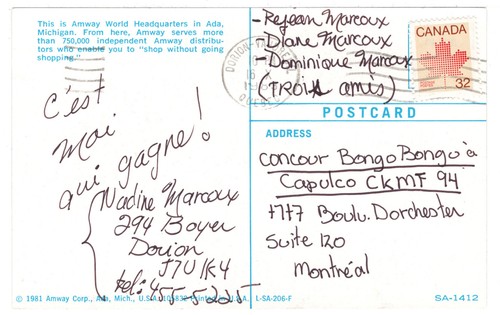 The Growing World of Amway, Ada Michigan, USA - Postcard - October, 1983 - VG - Picture 2 of 2