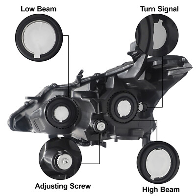 Pair Of Chrome Headlight Assemblies For 2013-2015 Nissan Altima Sedan - Left & Right