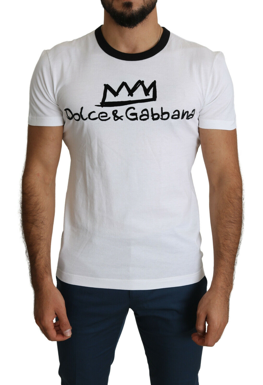 DOLCE & GABBANA T-shirt 100% White Logo Crown Printed IT44/US34/XS $600 8059226849544 | eBay