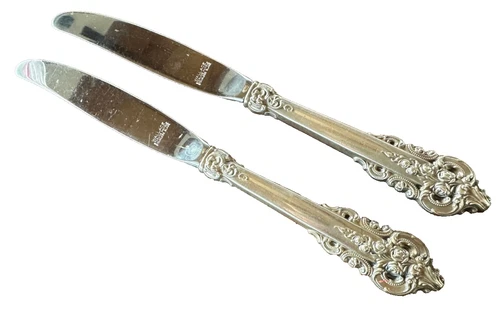 Wallace Grand Baroque Sterling 2 Modern Hollow Dinner Knife Knives 8 7/8" 1941