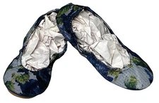 The Storehouse Flats Blue Jean Floral Rose Foldable Leather Ballet Slippers  5