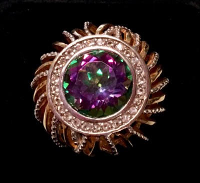Raritäten Carol Brodie Gold Vermeil/Sterlingsilber Mystic/Weißer Topas Ring Größe 6