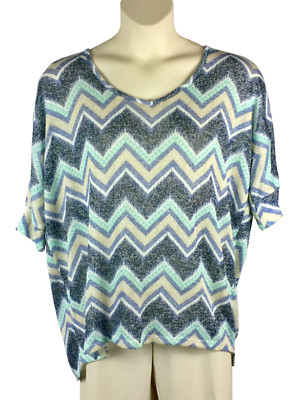 Bongo Knit Top Womens Plus Size 1X Crochet Lace Back Chevron Pattern NWT