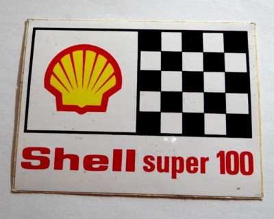 Werbe-Aufkleber Shell Super 100 Motoren-Öl Motorsport Oldtimer 70er Jahre
