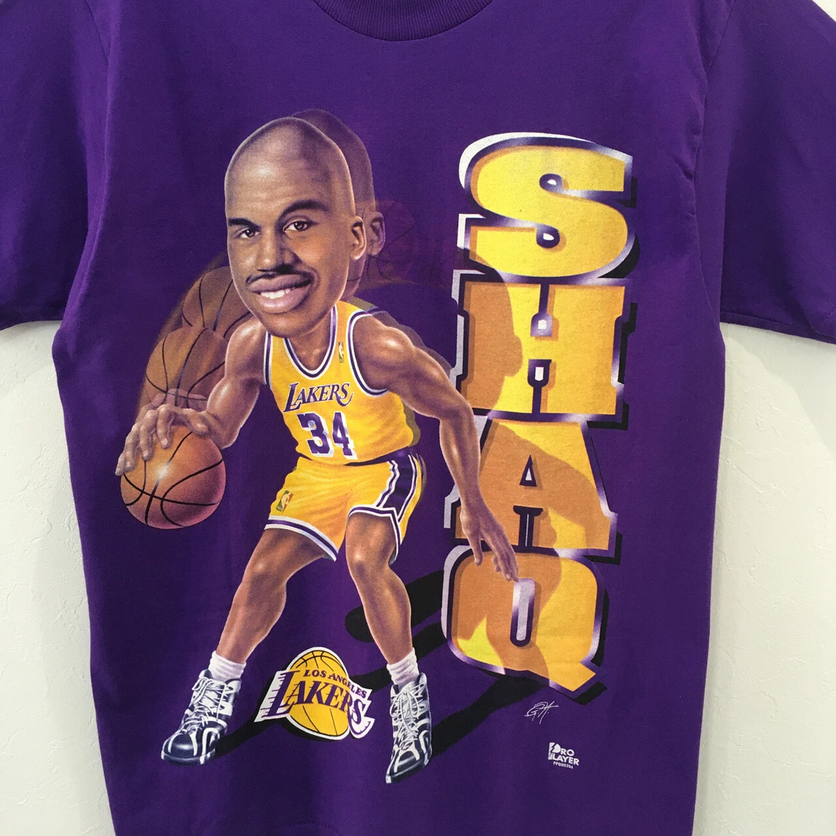 VTG DEADSTOCK PRO PLAYER NBA LA LAKERS SHAQ O NEAL T SHIRT SIZE M