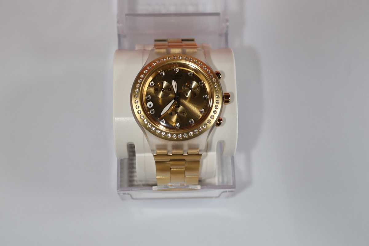 Swatch Unisex Swiss Chronograph Full-Blooded Gold-Tone Aluminum Bracelet 43mm s-l1200.jpg main image 3