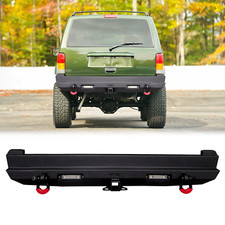 Fit For 1984-2001 Jeep Cherokee Xj New Rear Bumper Black W Led Lightsd-rings