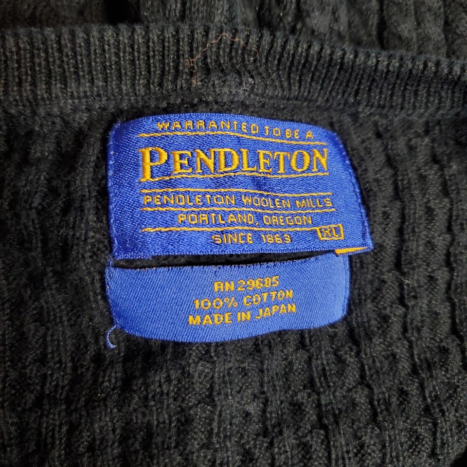 Pendleton Men's VNeck Sweater 100 Cotton Size XL Black eBay