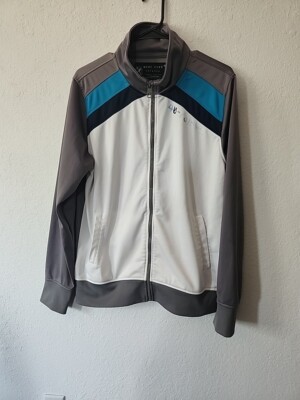 Marc Ecko Cut and Sew Black Blue Grey Jacket Size M Track Suit zip up 