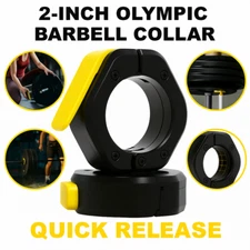 2" Barbell Clamps Olympic Bar Collars Quick Release Weight Lifting Clips Gym