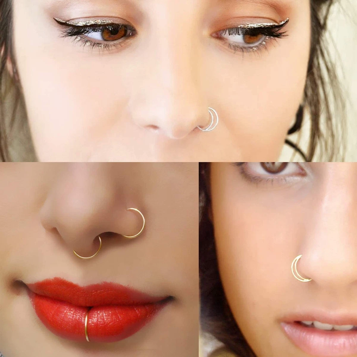 Gold Nose Ring, Nose Piercing, 18k Gold Plated Nose Ring,, 45 OFF