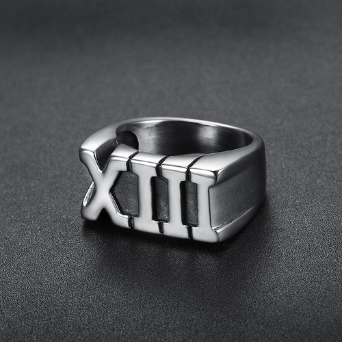 Roman Numeral XIII Number 13Ring Stainless Steel Lucky Number Gothic Biker Ring - Picture 7 of 8