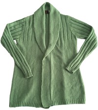 Vintage 50s Imperial Knitting Co. Acrylic Shawl Collar Open Cardigan Green Small