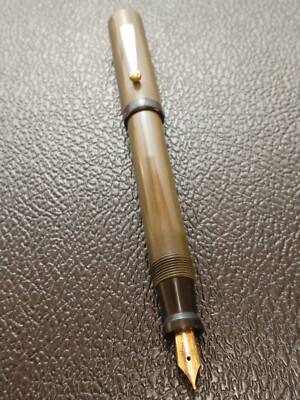 OVERSIZED CUSTOM PARK ROW 14K GOLD MF NIB OLIVE VINTAGE FOUNTAIN PEN *SERVICED