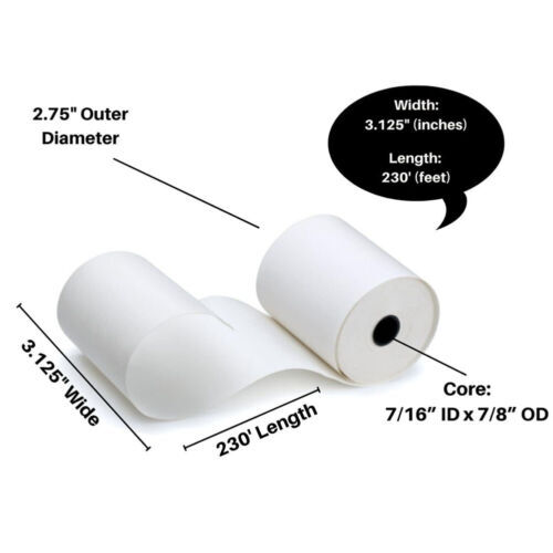 Thermal Paper Receipt Rolls 3-1/8" x 230' White 10 Rolls POS Cash Register Tape - Picture 2 of 11