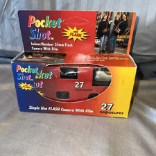 Pocket Shot 35mm Instant Camera with Flash & Film-Single Use-Pre-Loaded