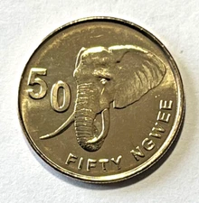2012 Zambia 50 ngwee Coin African Elephant Animal Wildlife