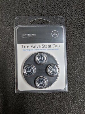 Genuine OEM Mercedes Benz Chromed Valve Stem Caps, Star on Black ...