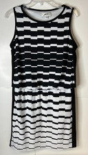 Soho Women's Size Medium Black White Blouson Geometric Dress Sleeveless Lined