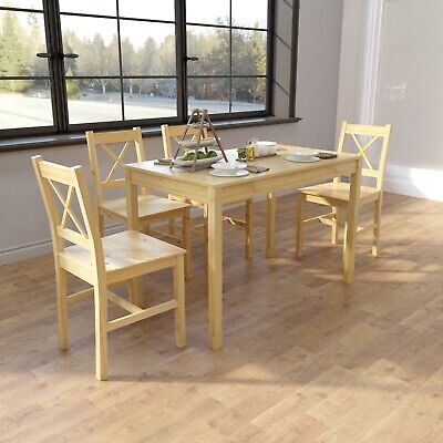 Solid Wooden Dining Table And 4 Chairs, Solid Wood Dining Table And 4 Chairs