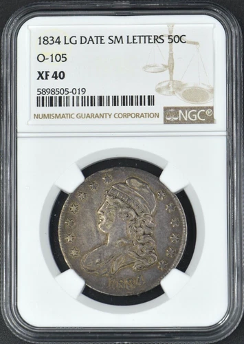 1834 CAPPED BUST HALF DOLLAR - NGC 0-105 XF 40