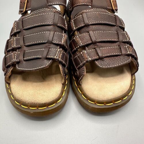 Dr Doc Martens Sandals Mens 11 US Y2K Brown Leather Fisherman Buckle 12614 - Picture 3 of 15