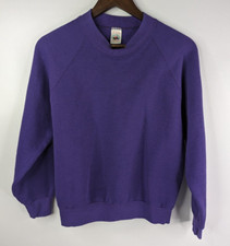 Vintage 1990s Fruit Of The Loom Raglan Crewneck Sweatshirt Womens M Purple Blank