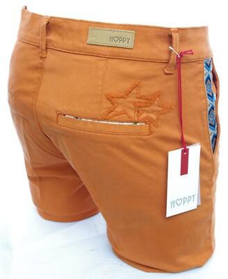 HAPPY Damen Chino Hose Peace Joy Zigarette Slim Stretch Orange ausgefallen