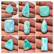 Natural Larimar Gemstone Cabochon Loose Semi Precious Stone For Jewelry J 9546