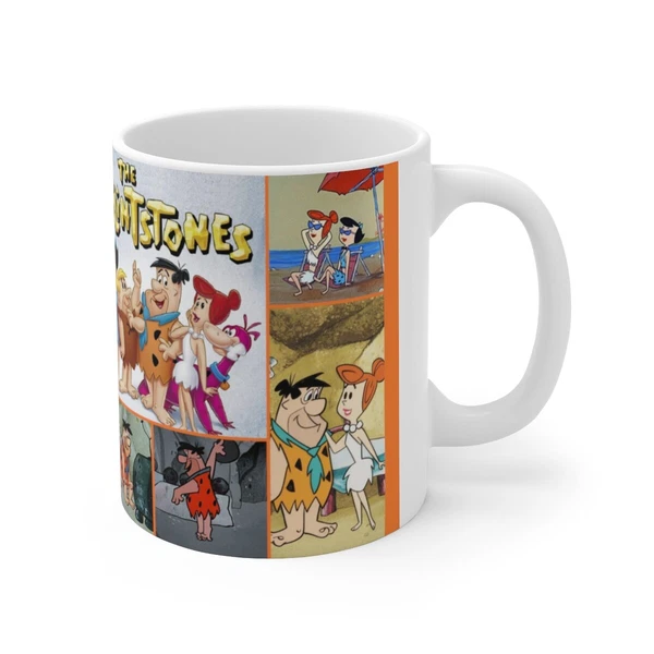 The Flintstones Ceramic Mug 11oz, Fred, Barney, Wilma, Betty, Classic Cartoon