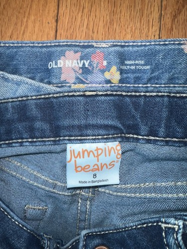 2 Girls' Size 8 Denim Shorts Old Navy Flower Light & Jumping Beans Unicorn Dark - Picture 5 of 7