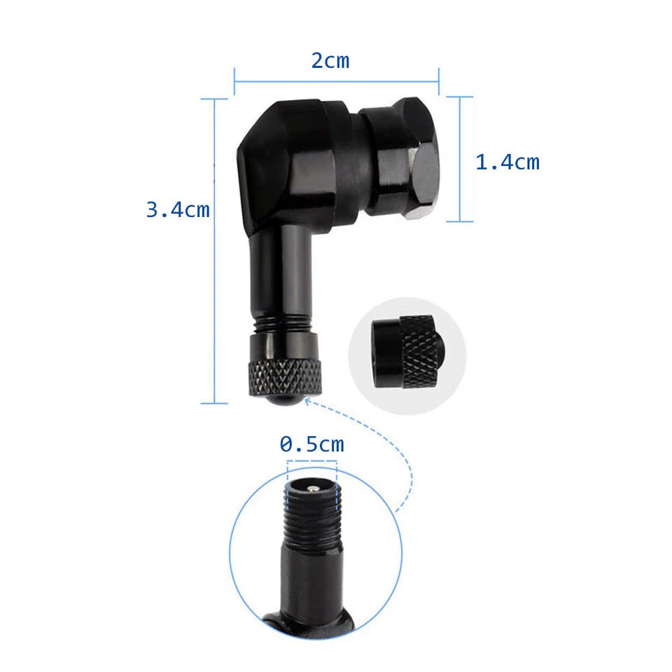 2x Aluminum Motorcycle 90 Degree Wheel Tire Tyre Valve Stem Caps Accessories - Image 4 of 4