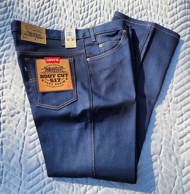 90s LEVIS 517 Boot Cut Blue Jeans-Flex Denim-Unworn/NOS-Blk Tag