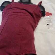 Capezio Princess Camisole Leotard Burgundy V-front Neckline Scoop-back SZ. MC