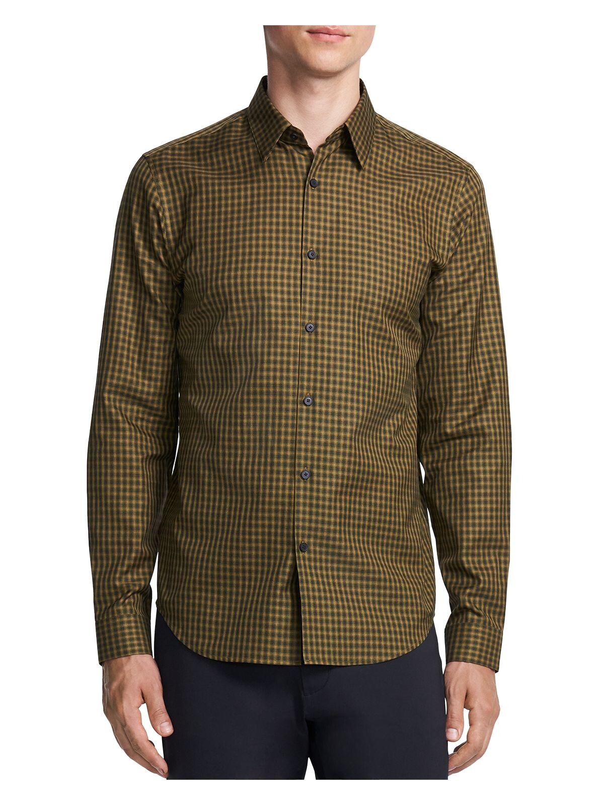Мужская рубашка в клетку с золотым градиентным воротником THEORY Mens S 9490₽
